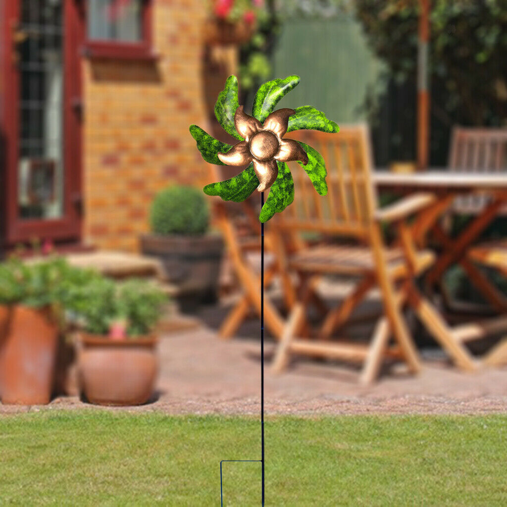 Metal Pinwheels Outdoor Wind Spinner with Ground Stake Yard Flowerbed Decor