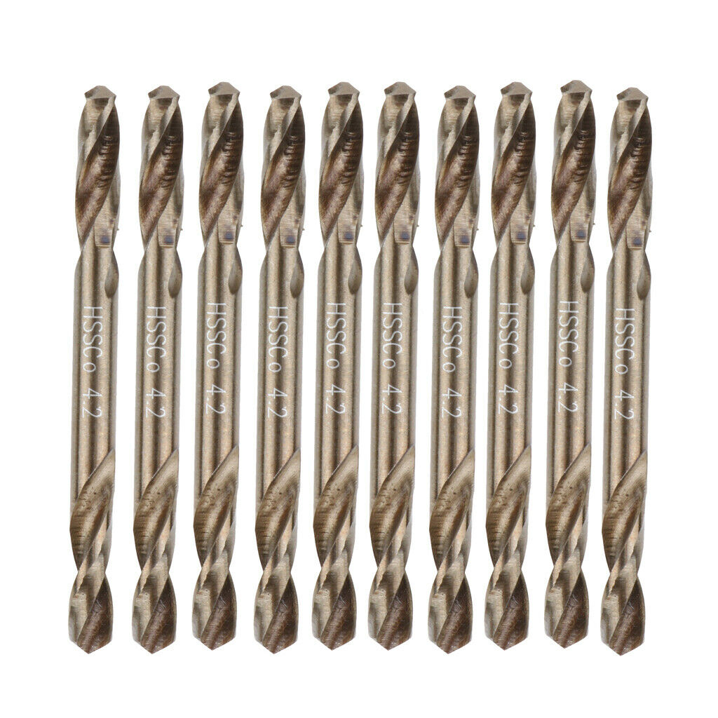10 Pieces 4.2mm HSS Cobalt Double End Twist Drill Bit for Metal Wood Plastic