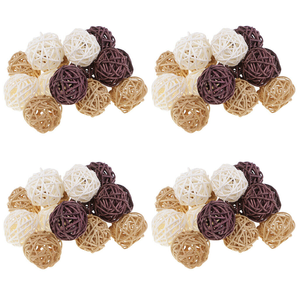 60x 3cm Rattan Wicker Balls For Home Wedding Decor, Vase Fillers,