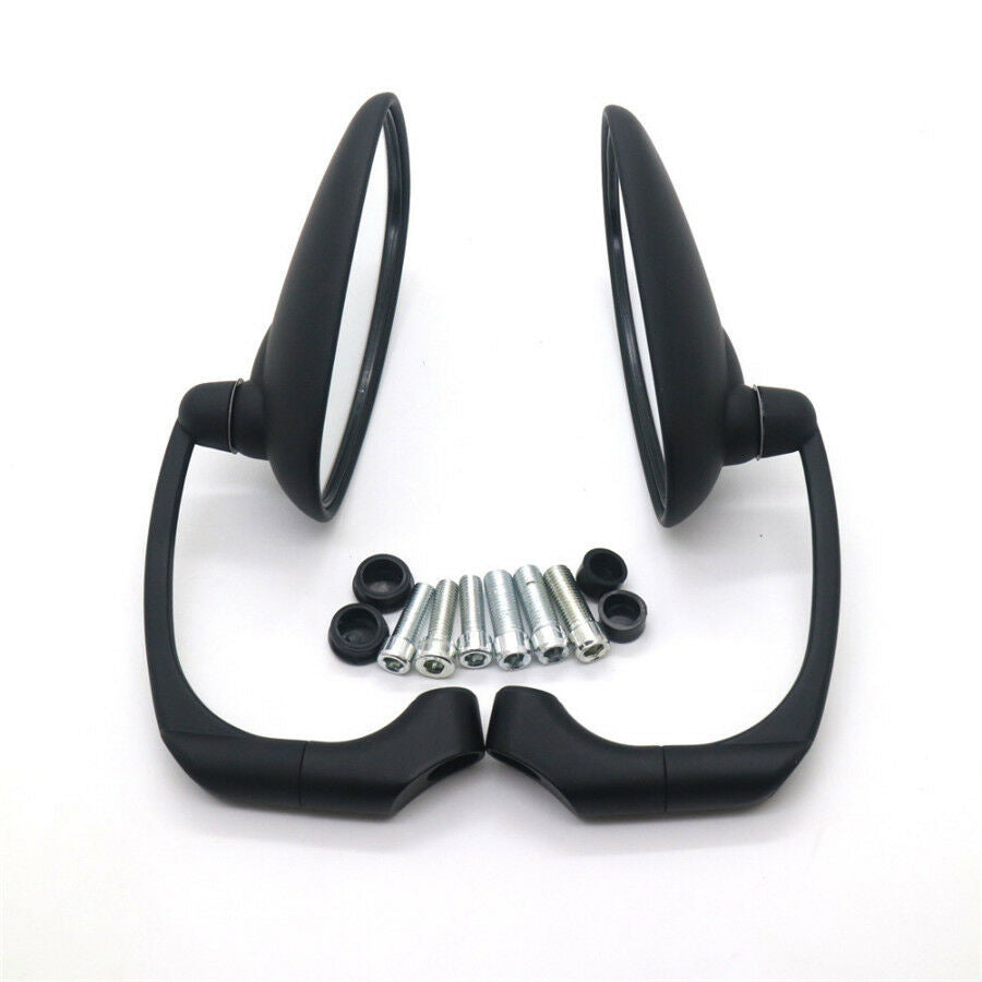 Universal Motorcycle L-bar Retro Oval Rearview Side Mirror For GN/ CG Cafe Racer
