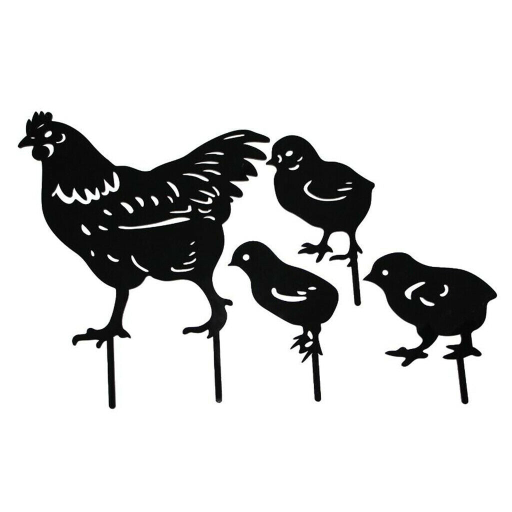 Garden Stakes Acrylic Chickens Family Silhouette Yard Garden Decoration