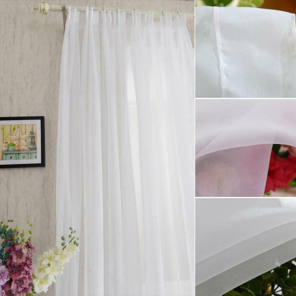Solid White Yarn Curtain Window Tulle Curtains for Living Room @
