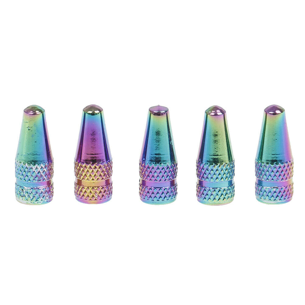 5Pcs Rainbow Bicycle Tire Valve Cap Tyre Valve Stem Aluminum Alloy Dust CoveE FG