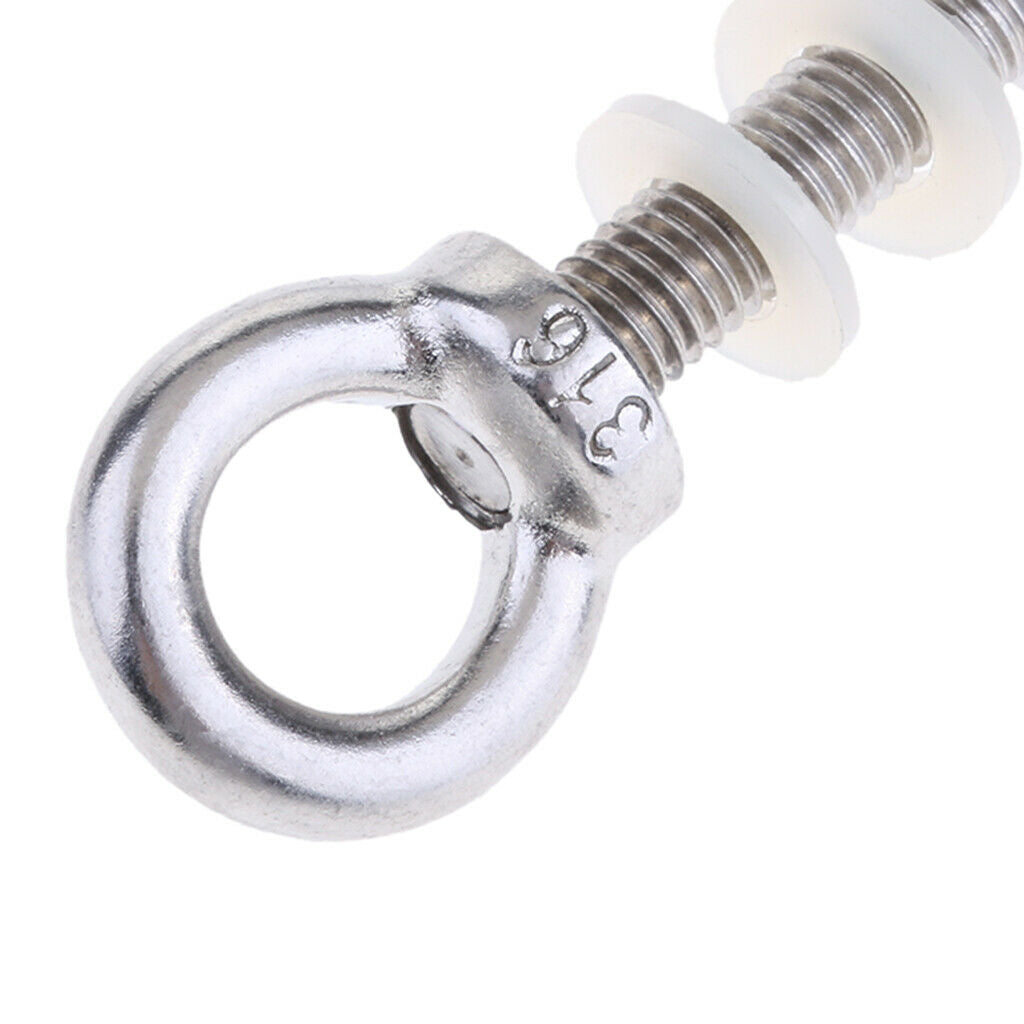 M6 6mm x 62mm Stainless Steel Eye Bolt Nut & Washer with Ring Marine Grade