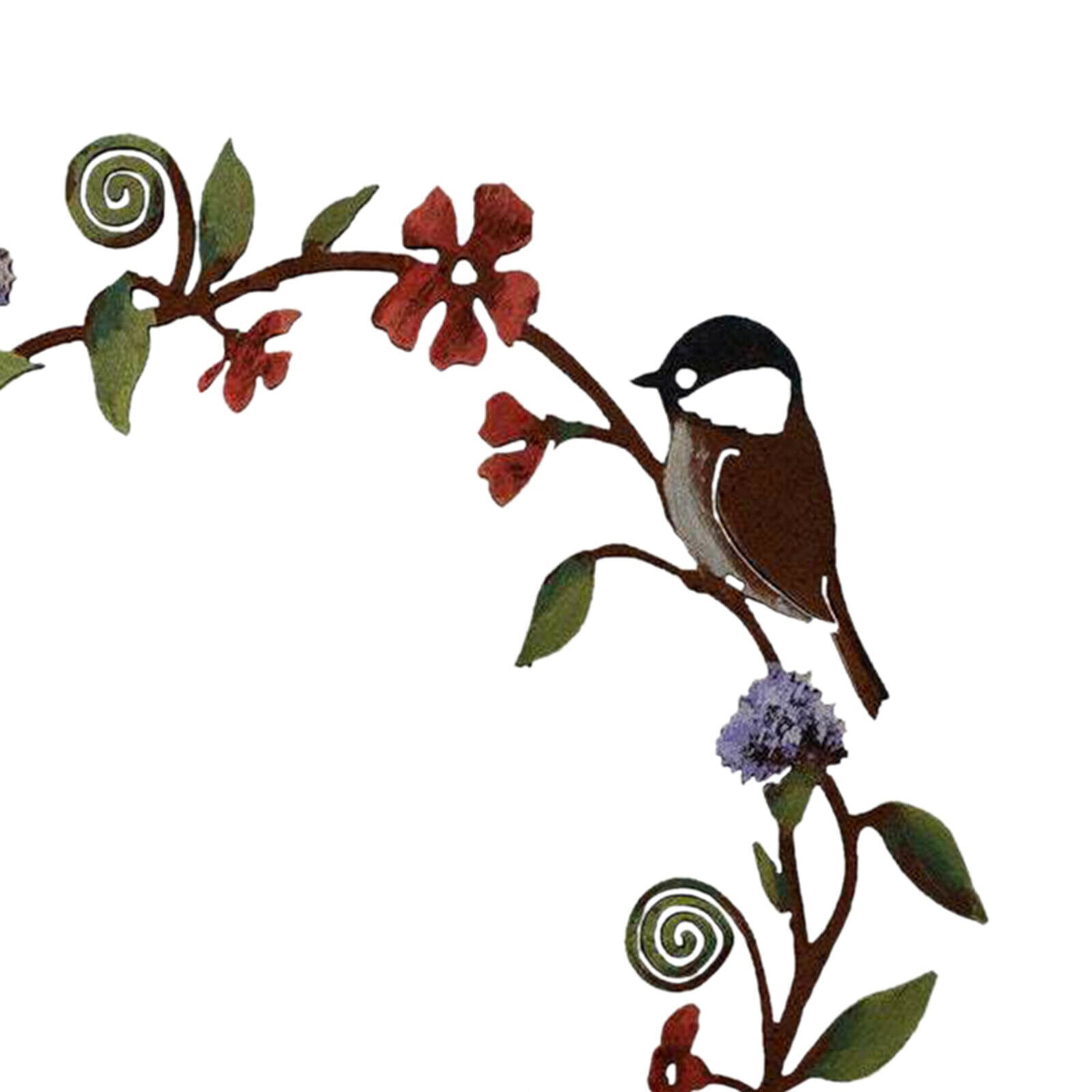 30cm Hanging Metal Wall Decor Door Wreath Chickadees Flowers Wreath Wall Arts