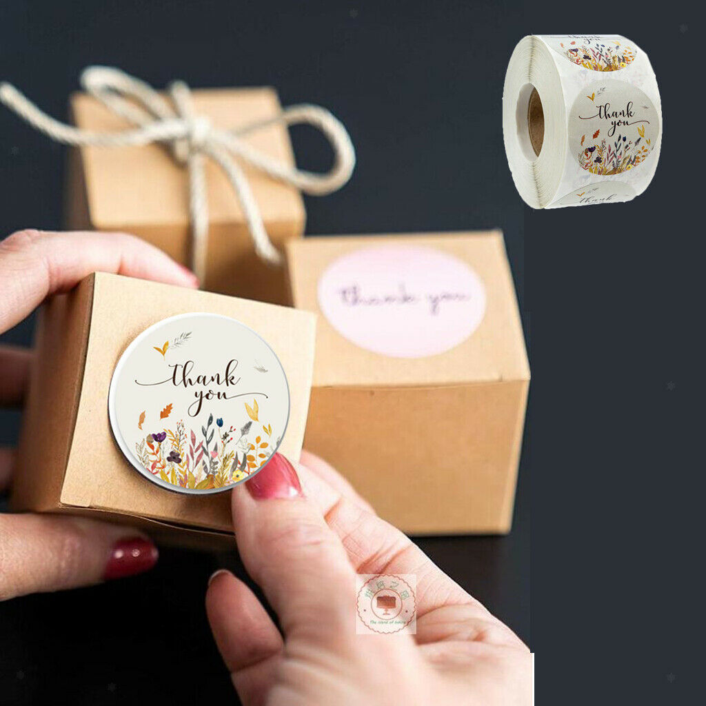 Thank You Stickers, 1 inches, 500Pcs Roll Stickers for Wedding Birthday Party