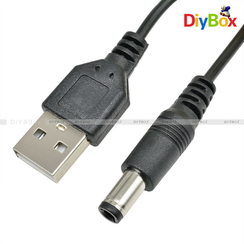 USB 2.0 Male A To DC 5.5mm x 2.1mm Plug DC Power Supply Cord Socket Cable D