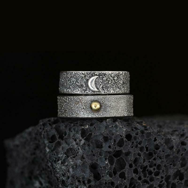Simple Moon Sun Couple Rings for Lover's Fashionable Wedding Anniversary Gift