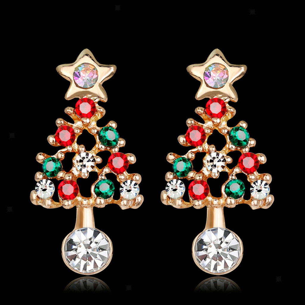 5 pairs shining crystal rhinestone colorful christmas theme fashion earrings