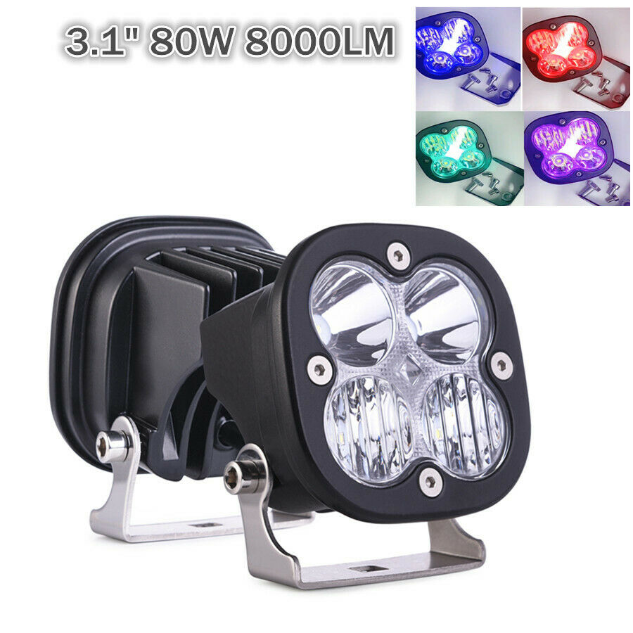 2pc 3.1" 80W 8000LM LED Work Light Bar Combo Off Road Driving Fog Lamp Bright
