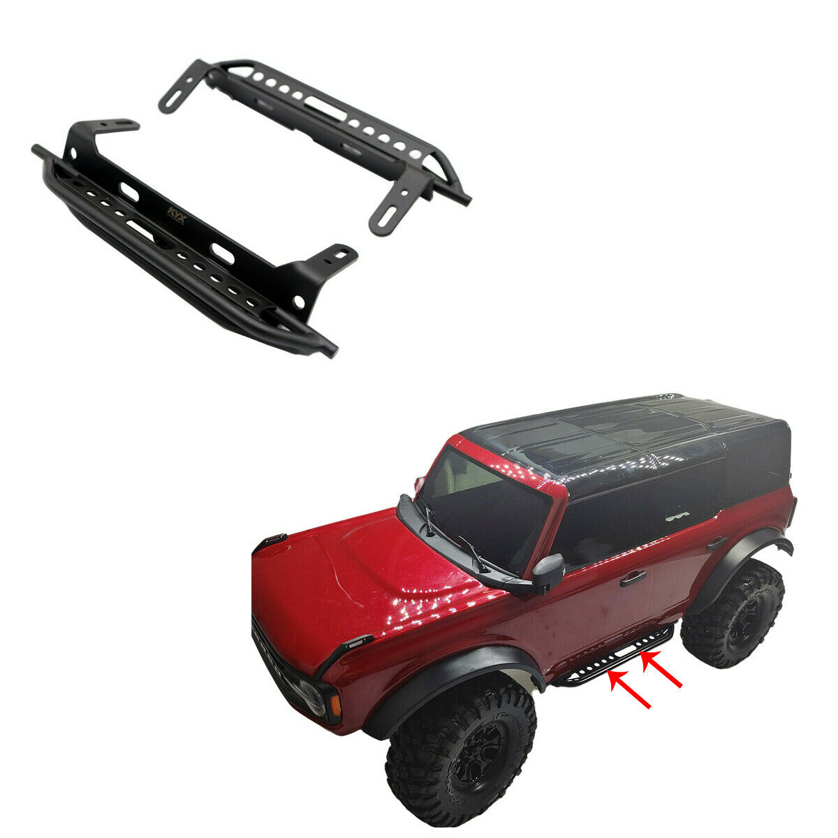 Side Steel Sliders Metal Pedals for 1/10 Traxxas TRX4 2021 Ford Bronco RC Car