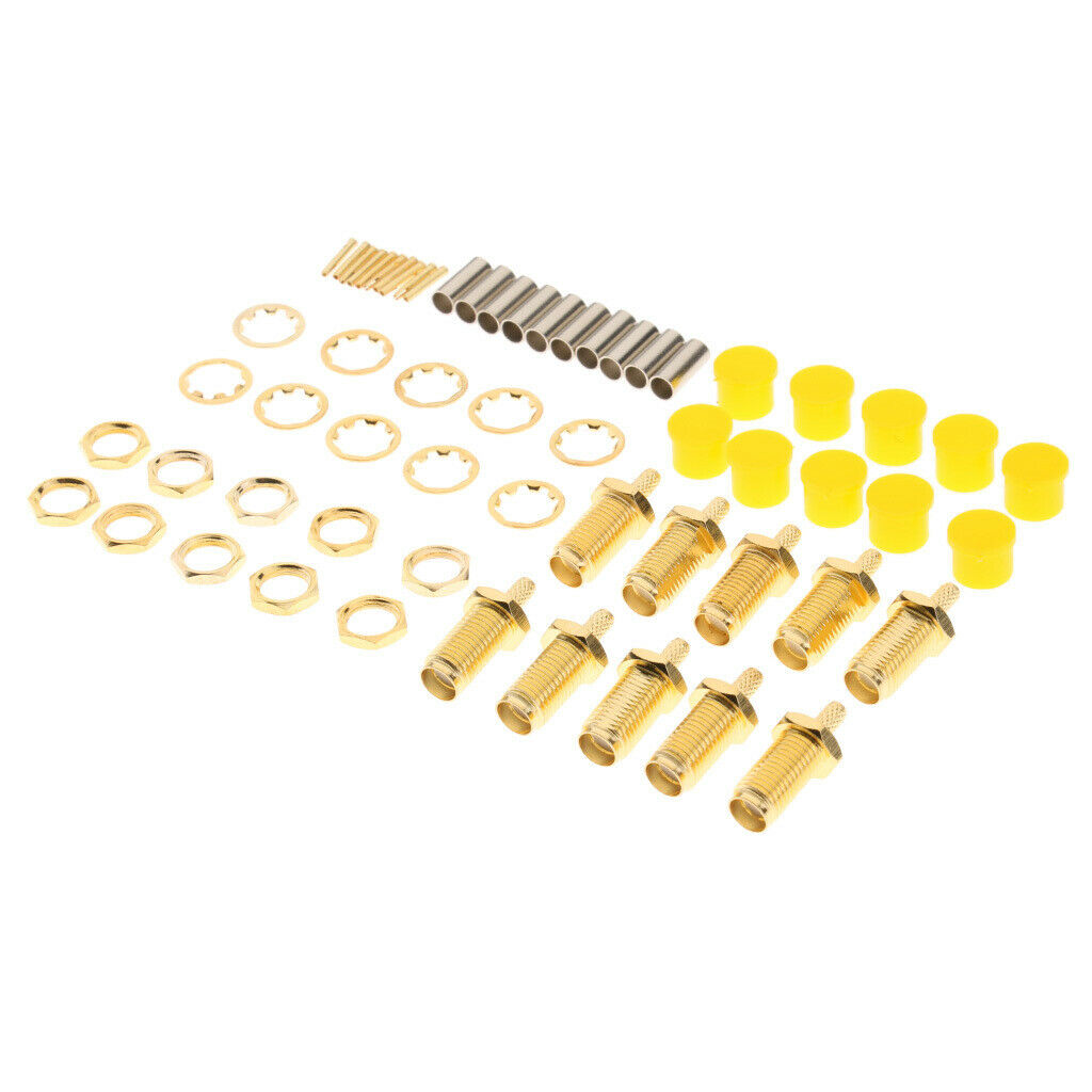 10 Pack SMA Female   Crimp Straight RF Coax Connector for RG316 RG174 LMR100