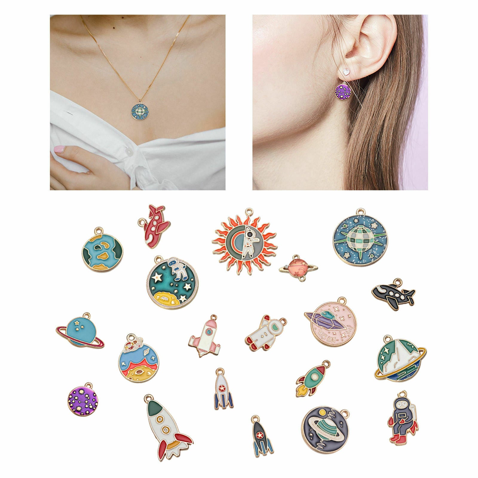 20 Pieces Alloy Cute Charms Space Styles Pendants for Earring Jewelry Making