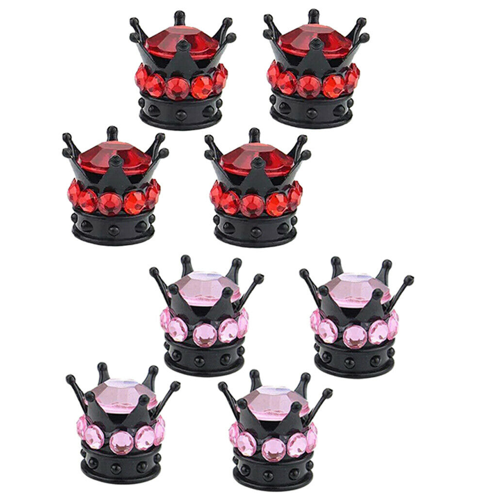 Bling Diamond Tire/Wheel Stem Valve Caps Car Truck Vehicle Red + Pink