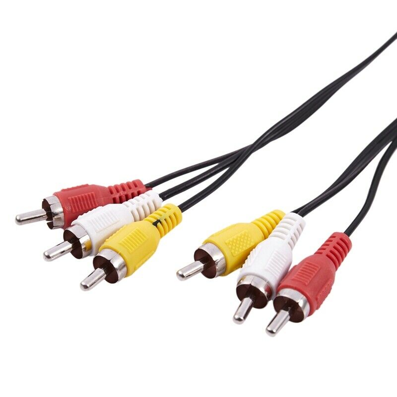 Three RCA Male to Male Plug Audio Video AV Cable Cord Black 1.5M U4T9T9
