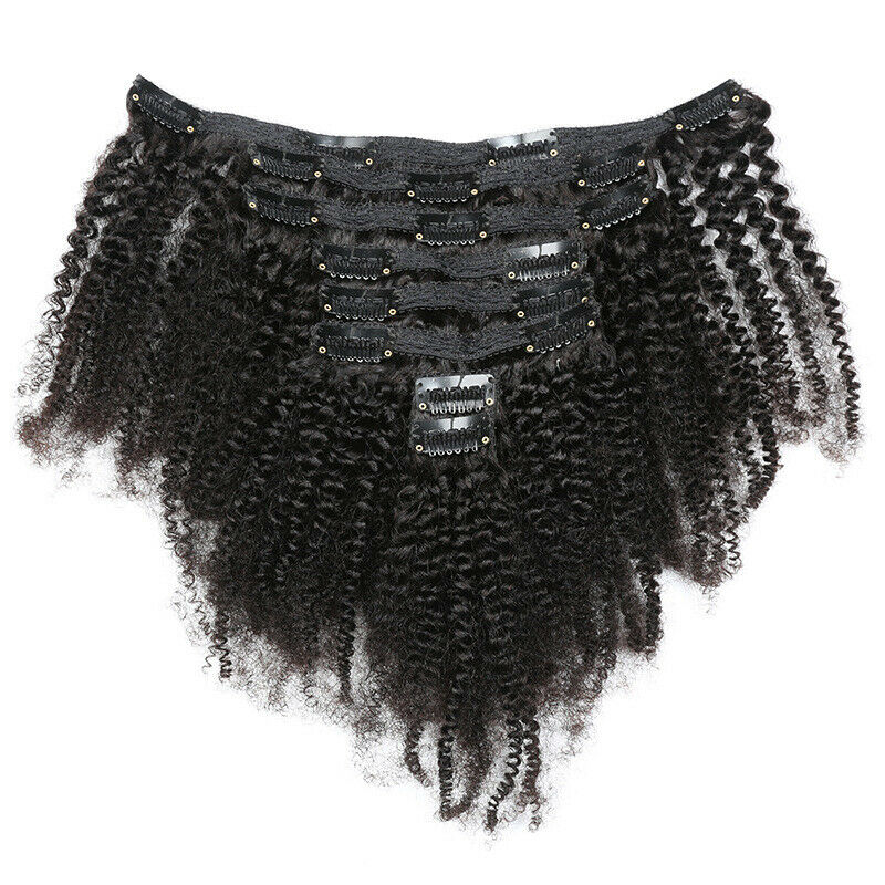 16" Mongolian Kinky Curly Hair Weft Clip in 100% Afro Kinky Human Hair Extension