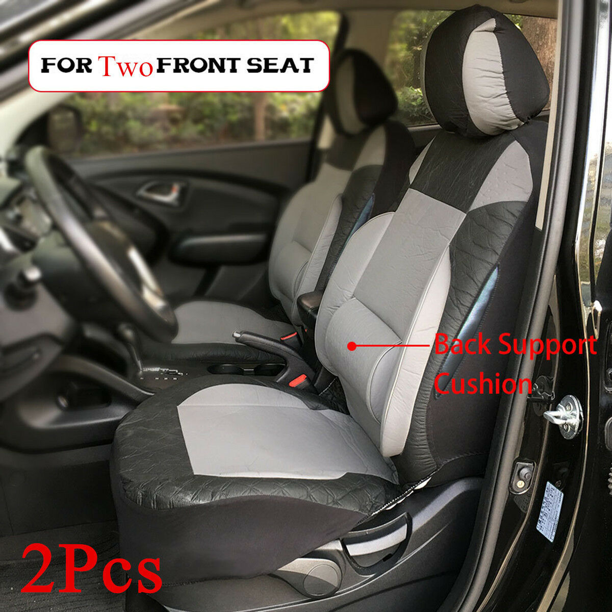 2Pcs Universal PU Leather 3mm Sponge Comfortable Car Front Seat Covers Protector