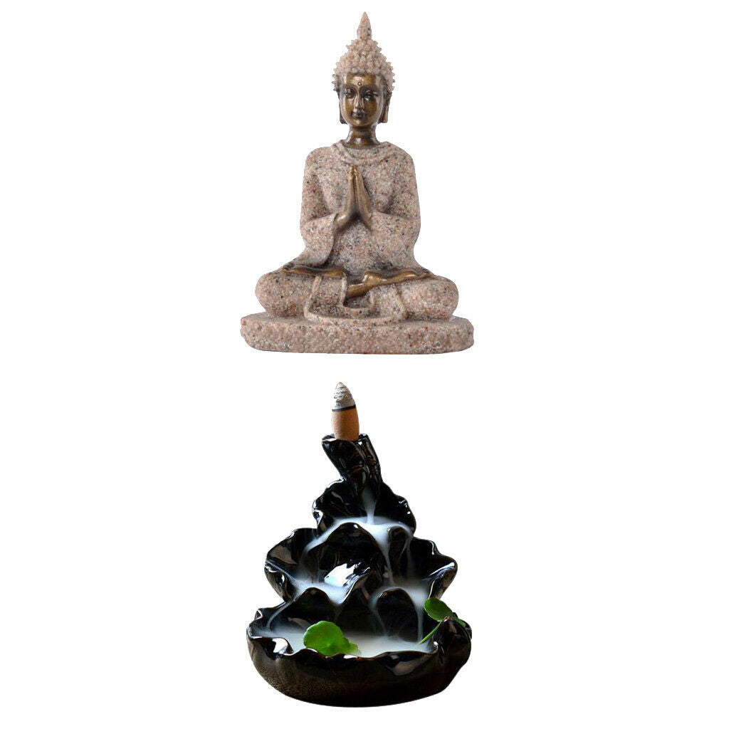 Glaze Ceramic Incense Burner Smoke Cone Stove Satanic Home Decor +Buddha