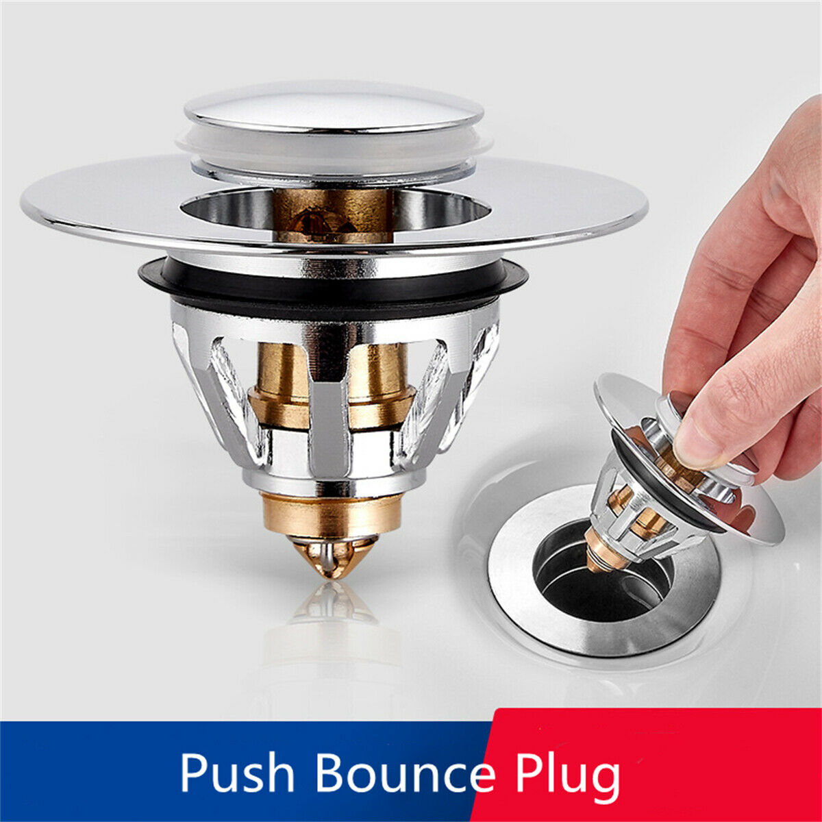 Stainless Steel Push Type Bounce Core Universal Sink Basin Drain Filter Pop Up