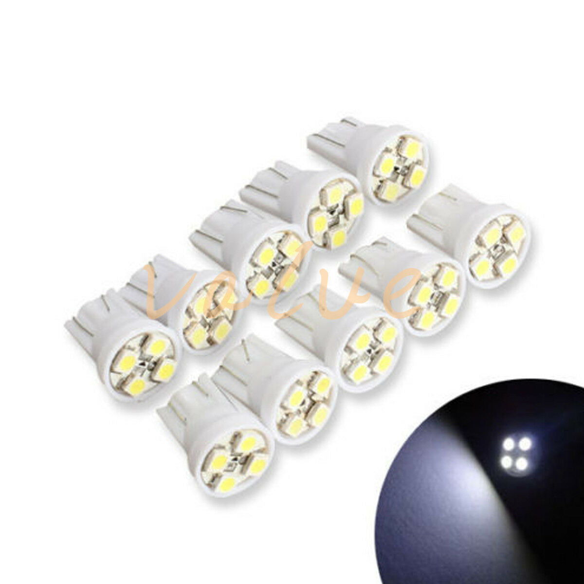10Pcs 12V White T10 1210 4SMD 4LED W5W 501 LED Side Door Wedge Lights