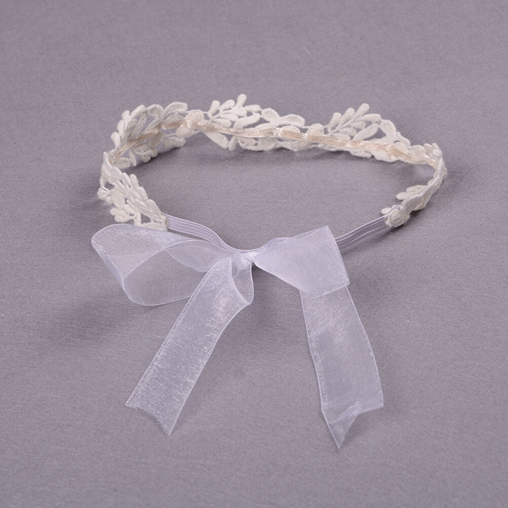 Baby Girls White Floral Hair band Adjustable Headband Lace Flower Headband BDAU