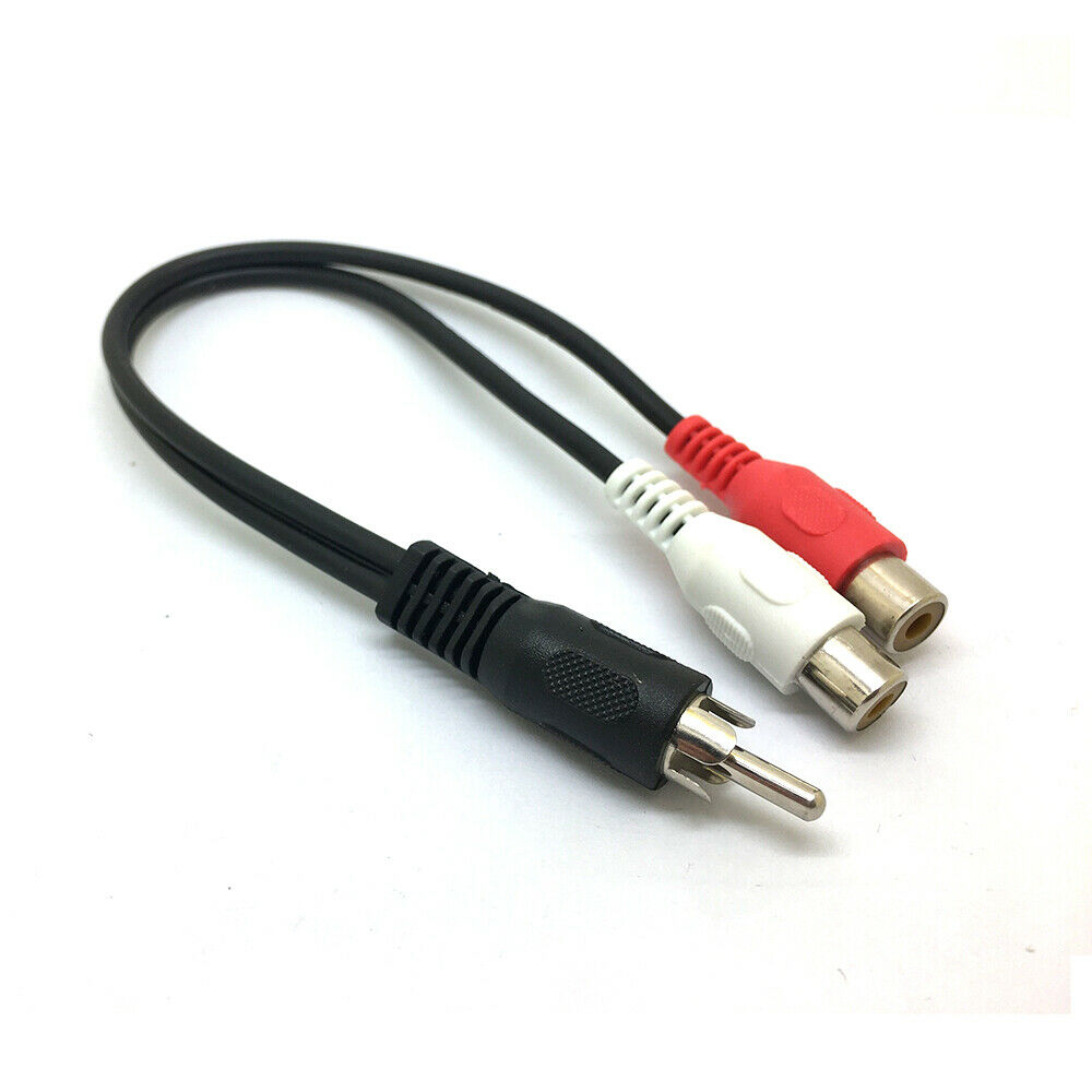 1 RCA Male Mono to 2 RCA Female Stereo Audio Splitter A/V Y Cable Lead