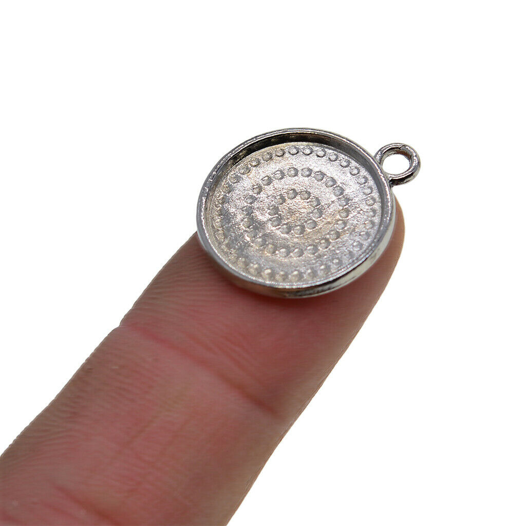 50Pieces Single Loop Round Connector Trays Blank Bezel Settings Pendant Charm