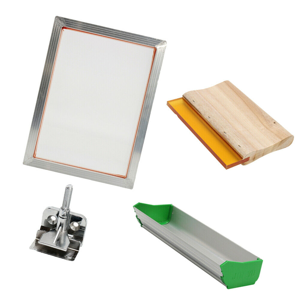 Screen Printing Kit(5pcs/set) Aluminum Frame + Hinge Clamp + Emulsion Scoop