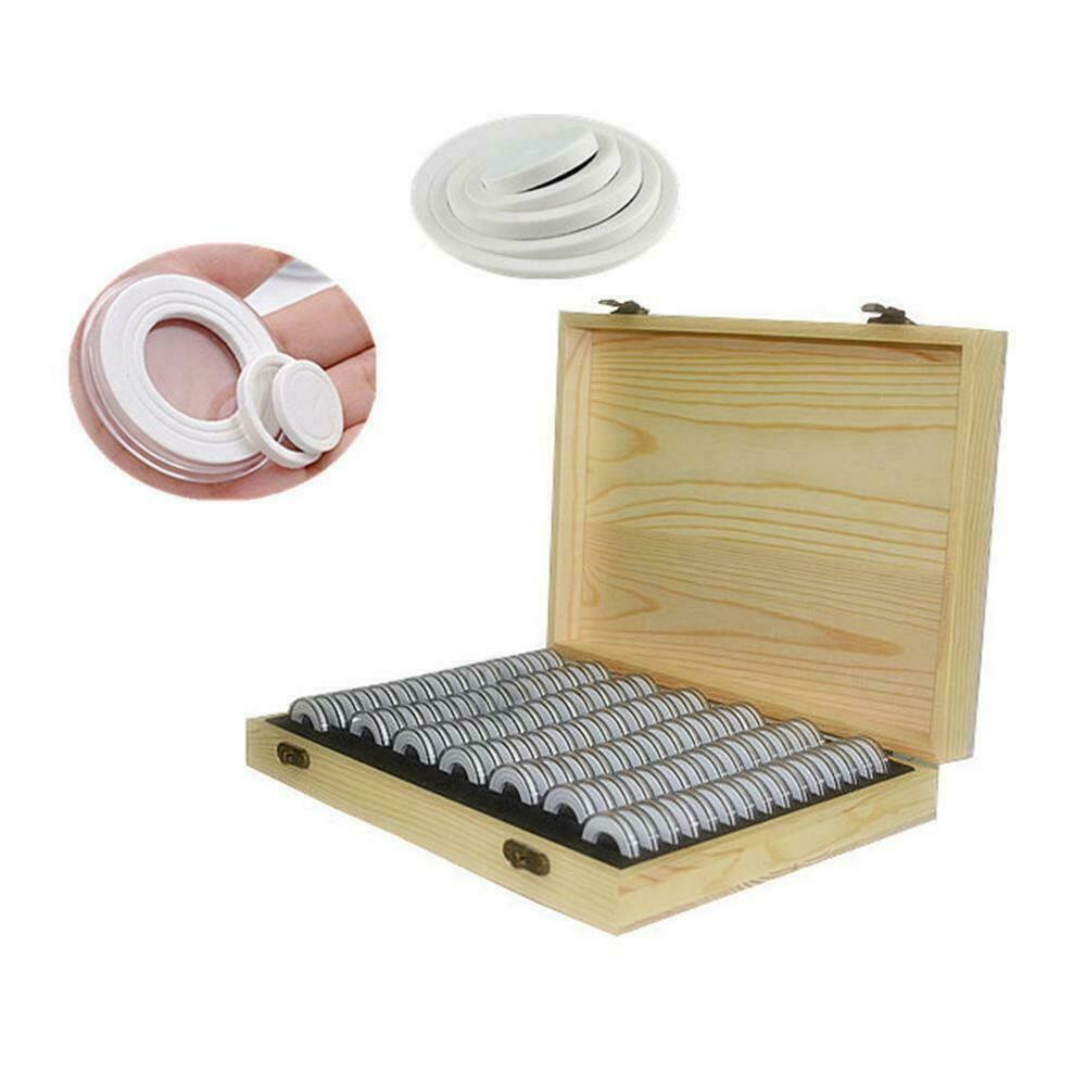 30Pcs Coins Capsules Holder Storage Case For Collectible Display with Wooden Box