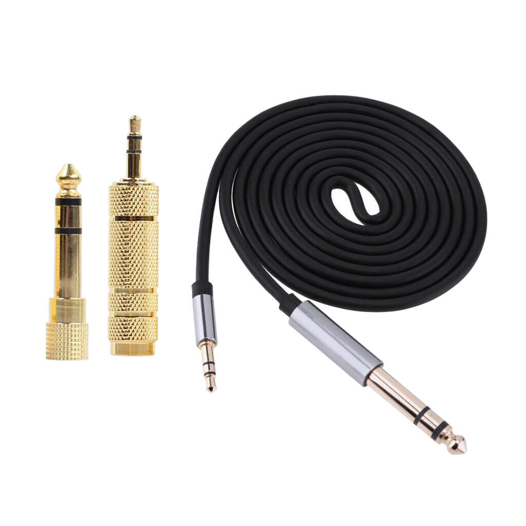 1.5m 3.5mm 1/8" Male To 6.35mm 1/4" Male Stereo Audio Cable +2 Adapter