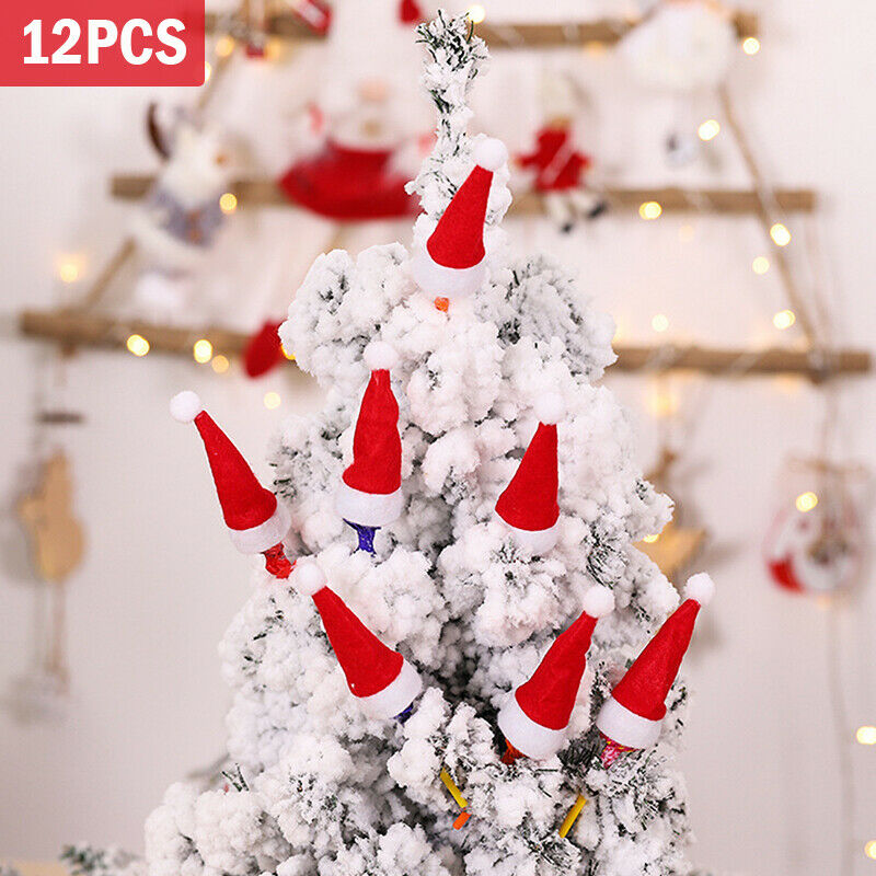 12pcs Christmas Decorative Hats Cutlery Holder Mini Santa Hats Lollipop Co JD