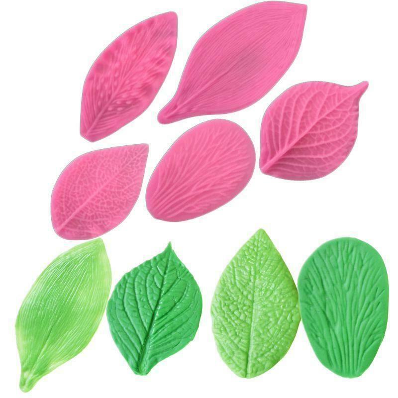 5pcs/set Leaf Silicone Mold Fondant Cake Decorating Tool Peony Rose Floral Petal
