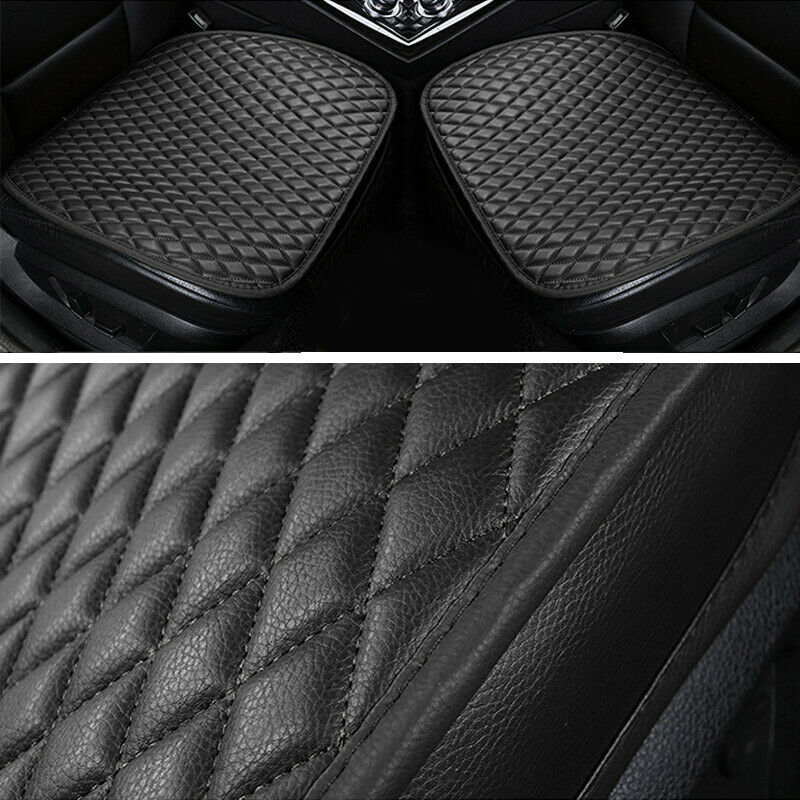 Black Car Front Seat Cover Breathable PU Leather Pad Mat Chair Cushion 50cm*50cm