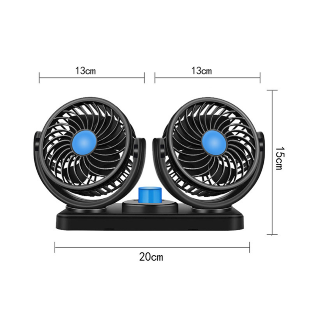 12V Dual Head Car Fan Portable Vehicle Truck 360Â° Rotatable Auto Cooling Cooler