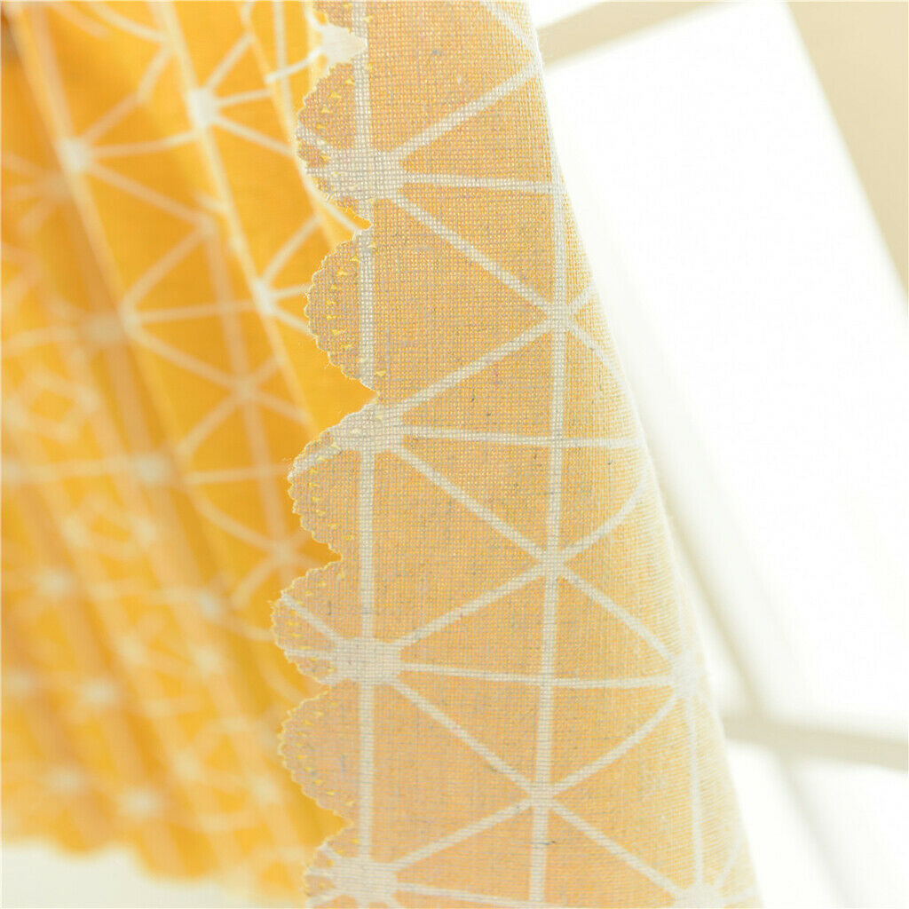 Window Balcony Rod Grid Short Curtain for Home Kitchen Cabinet Panel  Yellow
