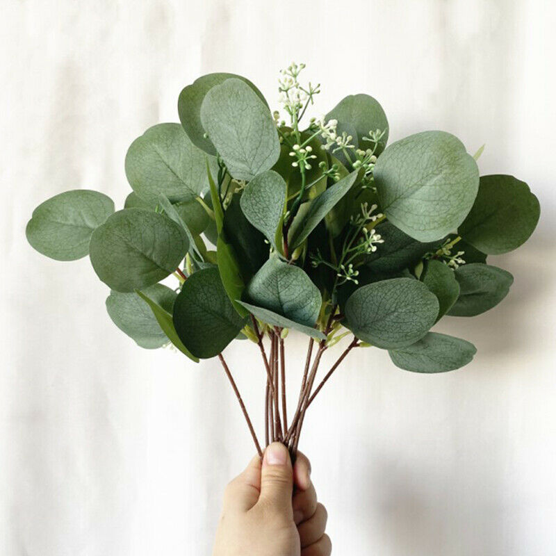 5pcs Artificial Plants Green Eucalyptus Leaves Garden Party Wedding DecoratiFCA