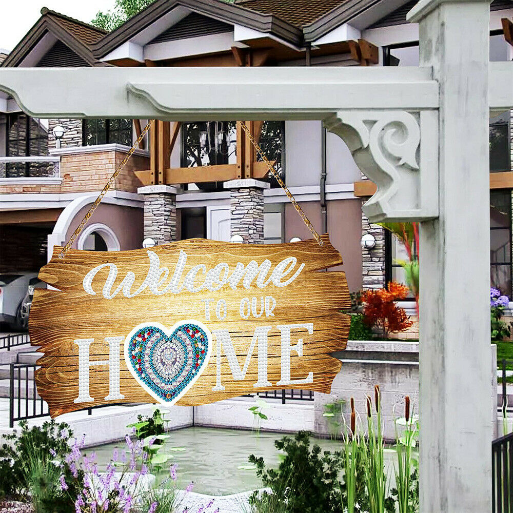 DIY Point Drill 5D PVC Diamond Painting Hanging Picture Door Window Welcome Sign