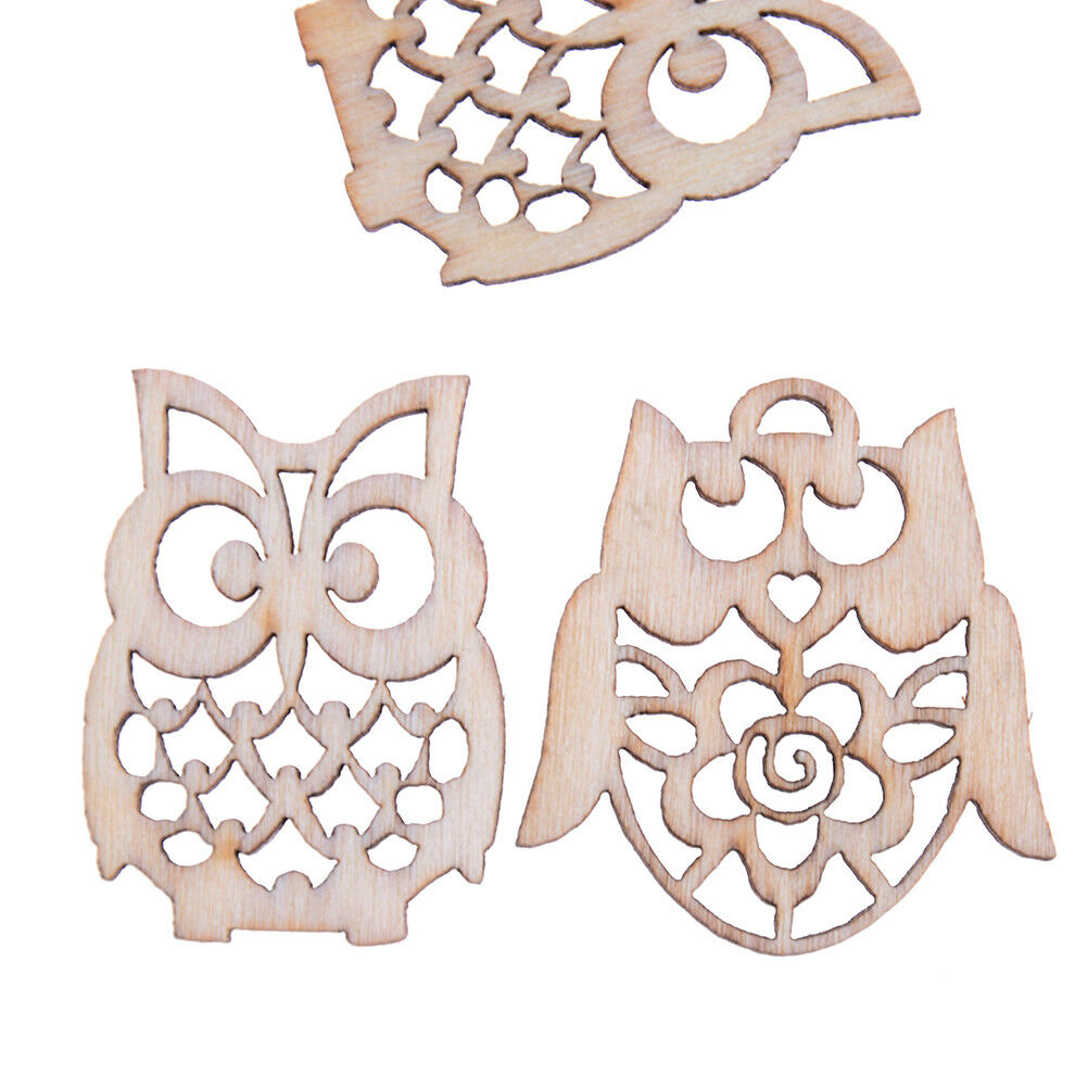 Sewing scrapbooking accessories mix natural owl shape wooden crafts handJ JfBDA