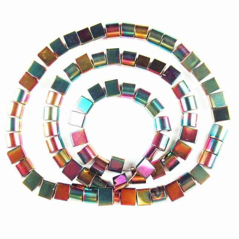 6x5x3mm Purple Rainbow Hematite Half Ellipse Loose Bead 15.5 inch 24g A-426TS