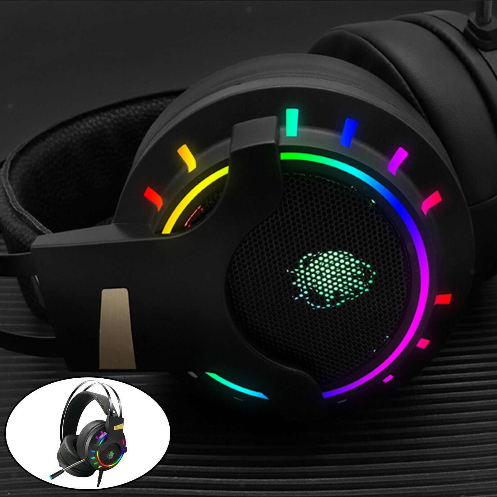 7.1 Channel Gaming Headset Headphone RGB Light Backlit Headphone Cool