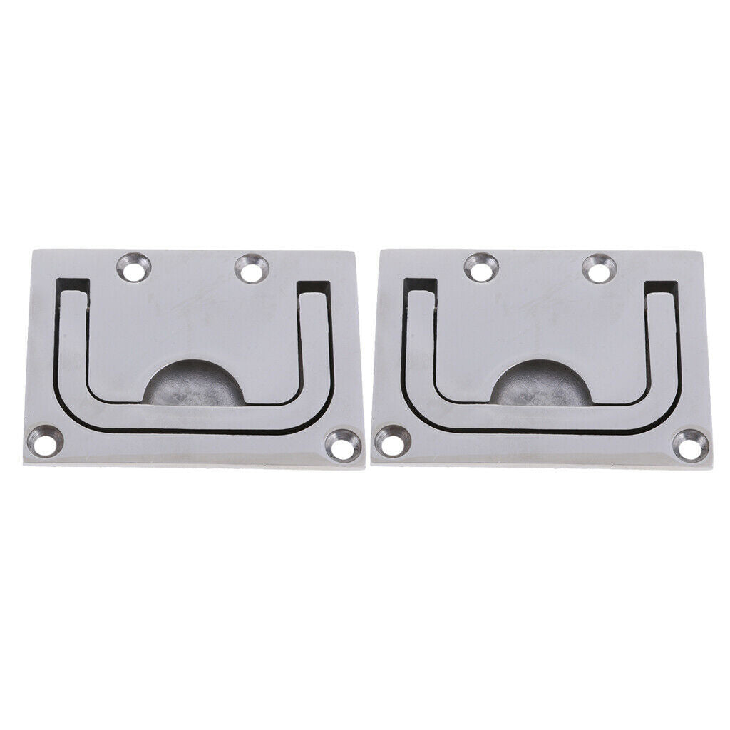 2pcs Marine Stainless Steel Flush Pull Handle Boat Hatch Lift Ring 76 x 56mm