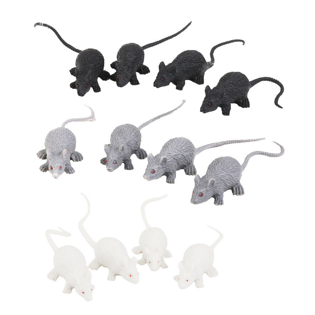 12 Plastic Rats Animal Halloween Fancy Dress Props Mouse Toys Party Loot Bag
