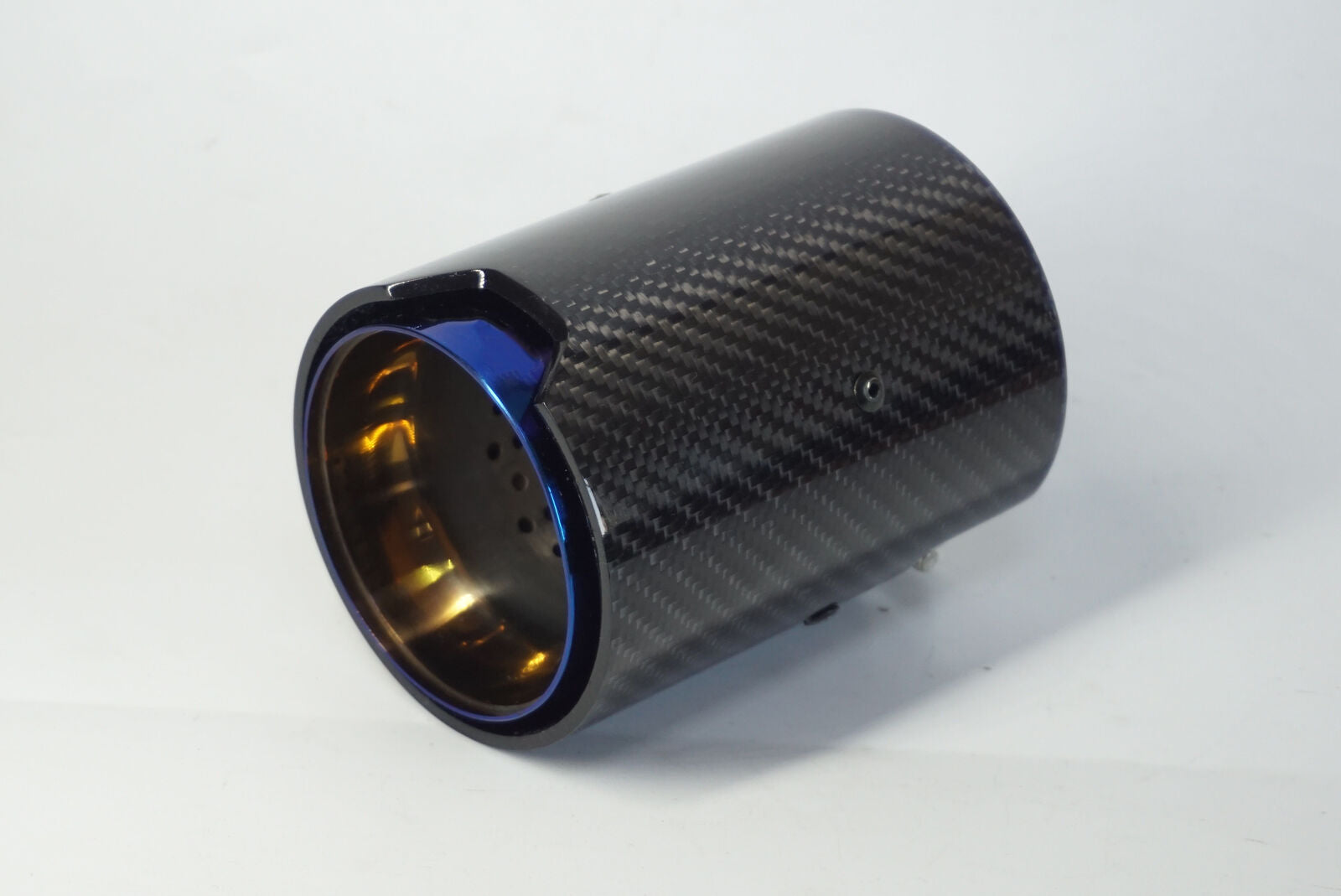 1X Carbon Fiber Exhaut tip Mufflers Glossy Carbon Style Parts Grilled Blue Style