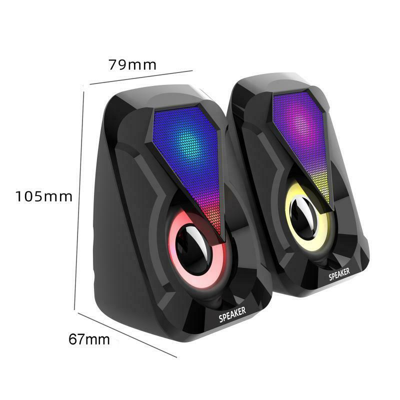 Surround Sound System RGB LED PC Speakers Bass USB Wired Gaming Desktop Computer