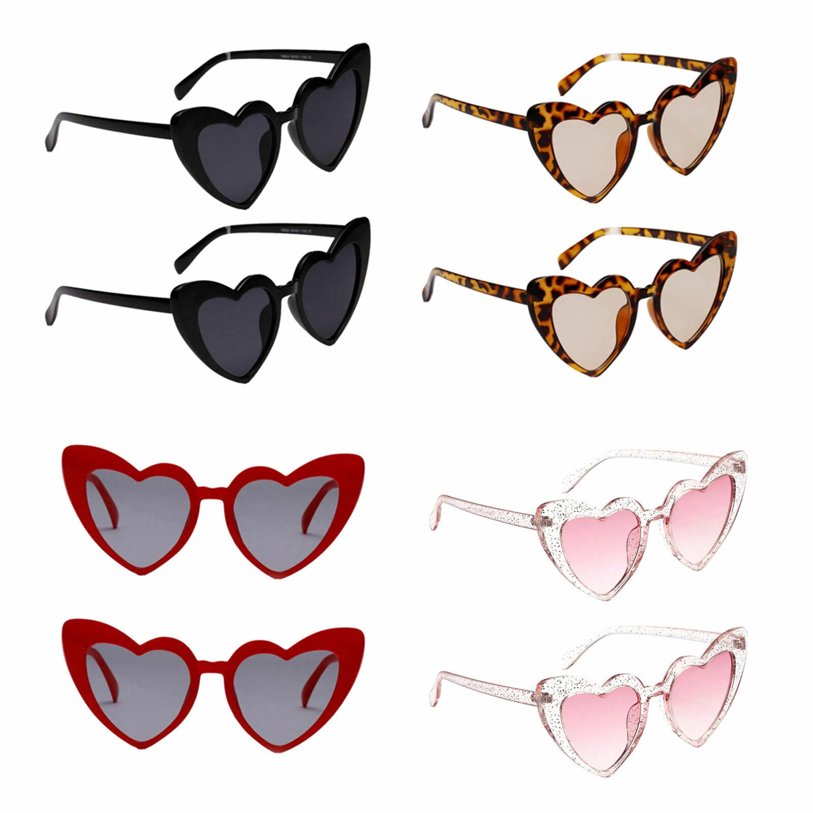4 4pcs Women's Heart Frame Sunglasses Summer Sun Glasses Costume Eyewear