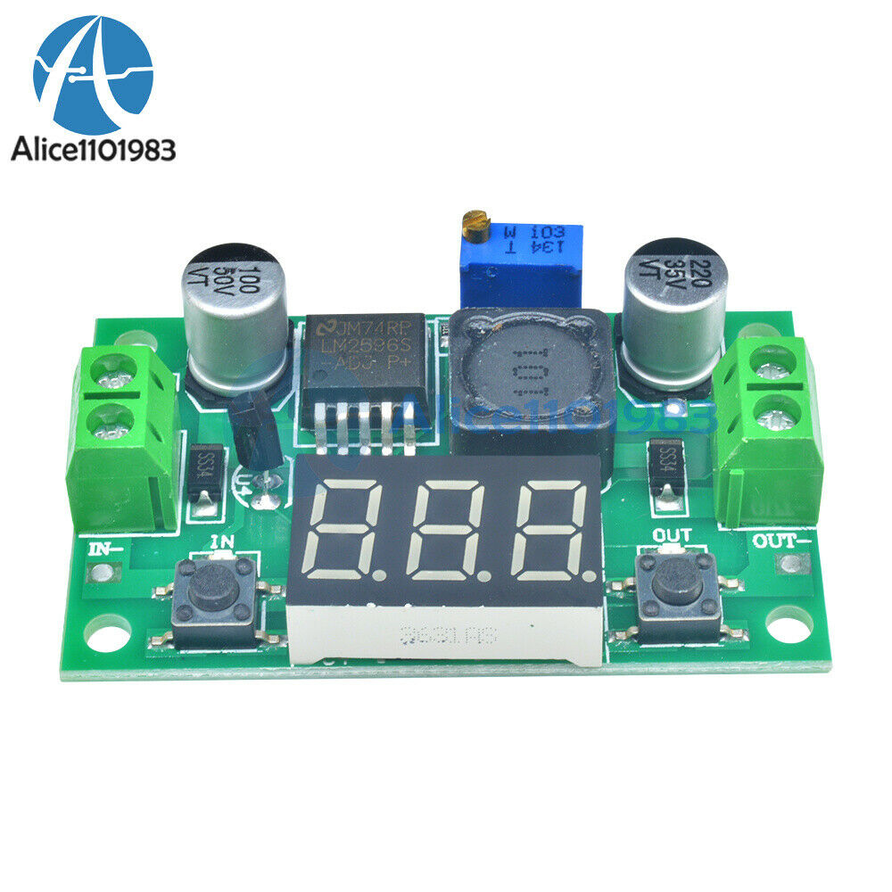 2PCS DC Buck Step Down Converter Module LM2596 Voltage Regulator Voltmeter Led