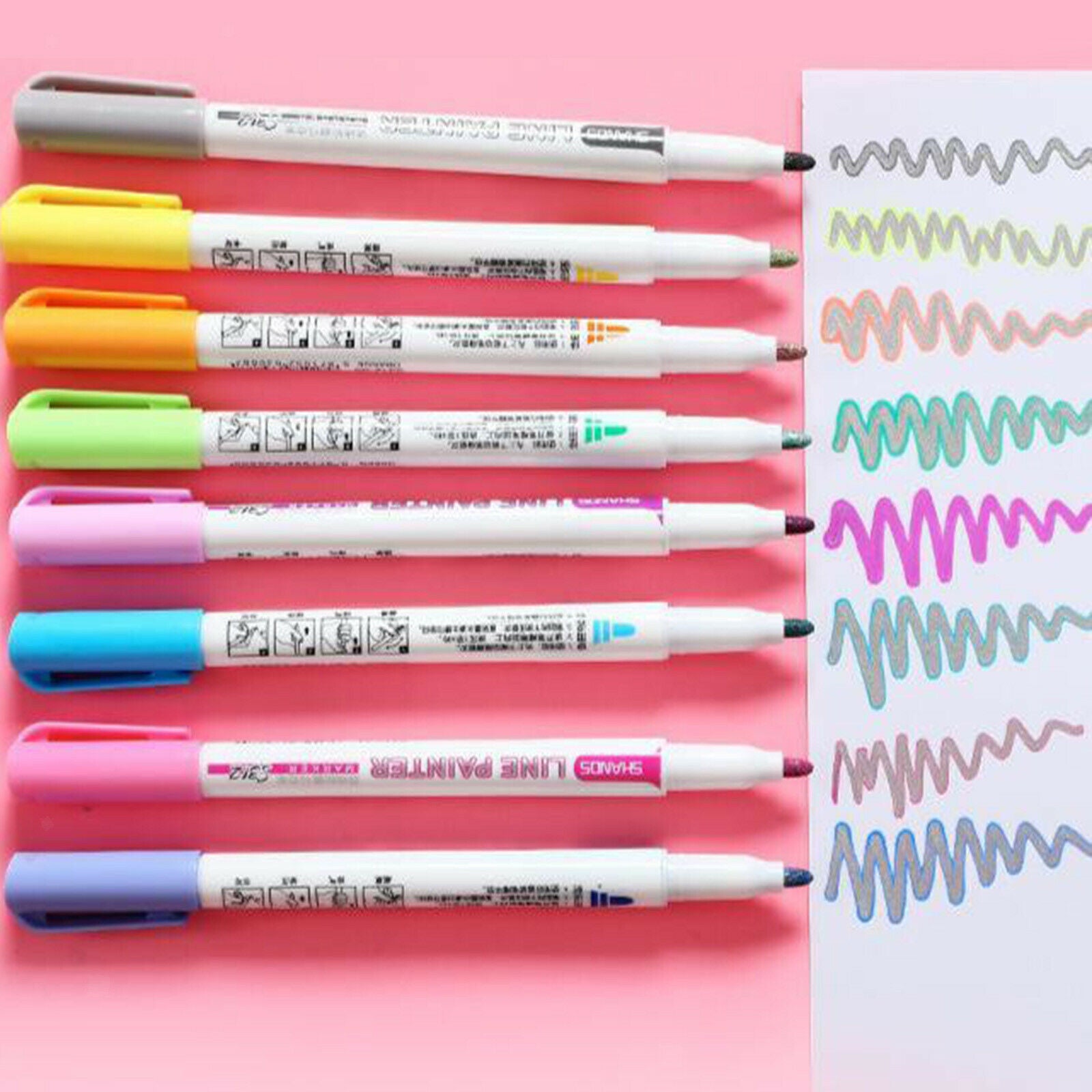 8Color Drawing Double Line Outline Pen Glitter Marker Pen for Kids School Gifts