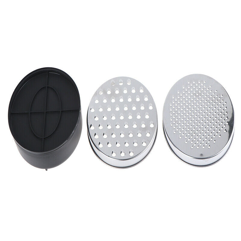 Black Slicer Cheese Grater Vegetables Stainless Steel Oval Box Container Gra XC