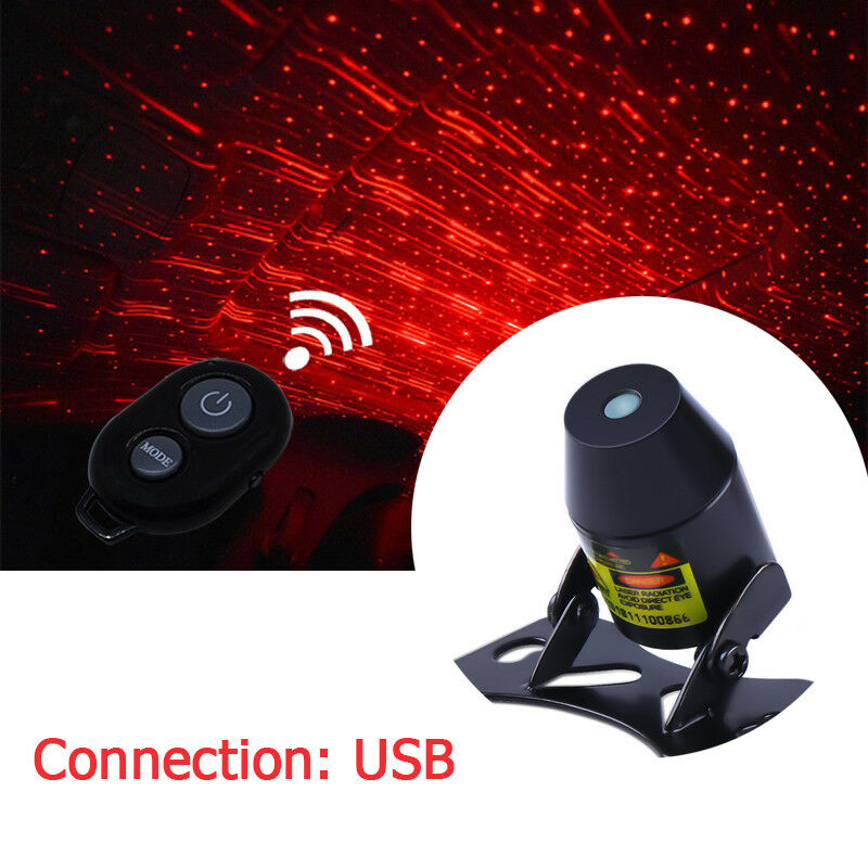 Red LED Star Light Car Interior USB Ceiling Lamp Voice Music Control w/ Remote