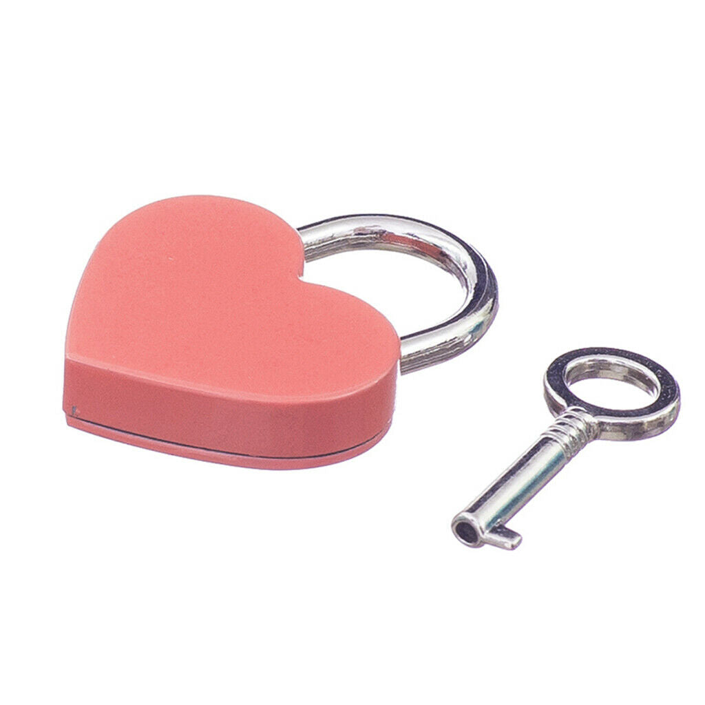 Mini Heart Shape Lock Key Set for Jewelry Box Luggage Collectibles Gift Pink